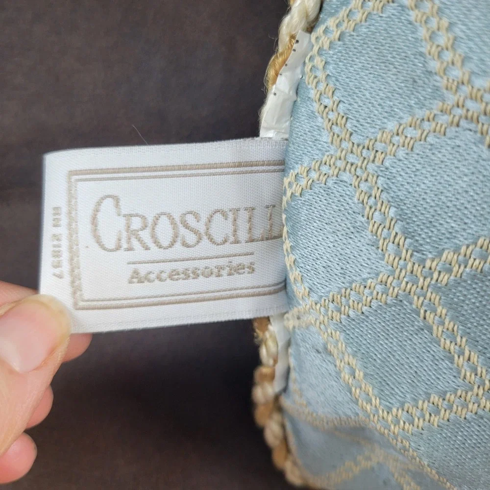 Croscill Napoleon Boudoir Blue Gold‎ Decor Throw Pillows Braided Fringe USA VTG